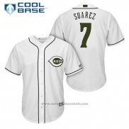 Maglia Baseball Uomo Cincinnati Reds 7 Eugenio Suarez Bianco 2018 Alternato Cool Base