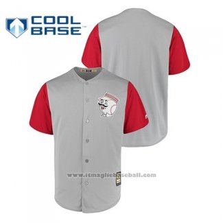 Maglia Baseball Uomo Cincinnati Reds Cool Base Cooperstown Collection 1956 Grigio