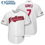 Maglia Baseball Uomo Cleveland Indians 2017 Postseason 7 Yan Gomes Bianco Cool Base