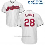 Maglia Baseball Uomo Cleveland Indians 28 Corey Kluber Bianco Cool Base