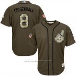 Maglia Baseball Uomo Cleveland Indians 8 Lonnie Chisenhall Verde Salute To Service