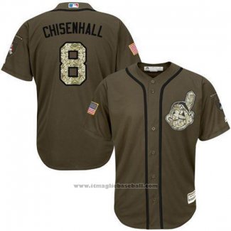 Maglia Baseball Uomo Cleveland Indians 8 Lonnie Chisenhall Verde Salute To Service