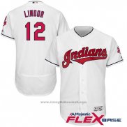 Maglia Baseball Uomo Cleveland Indians Francisco Lindor Bianco Flex Base Autentico Collection