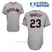 Maglia Baseball Uomo Cleveland Indians Michael Brantley 23 Grigio Cool Base