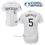 Maglia Baseball Uomo Colorado Rockies Carlos Gonzalez 5 Bianco Home Cool Base