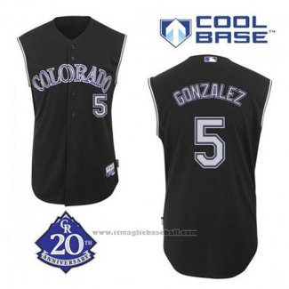 Maglia Baseball Uomo Colorado Rockies Carlos Gonzalez 5 Nero Vest Style Cool Base