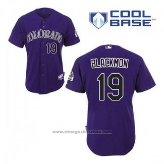 Maglia Baseball Uomo Colorado Rockies Charlie Blackmon 19 Viola Alternato Cool Base