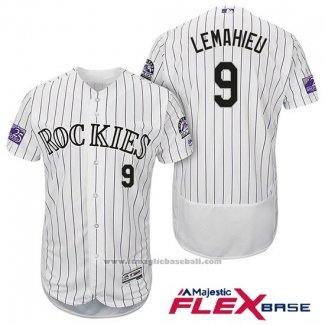 Maglia Baseball Uomo Colorado Rockies Dj Lemahieu 9 Bianco Autentico Collection Flex Base