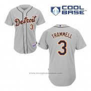 Maglia Baseball Uomo Detroit Tigers Alan Trammell 3 Grigio Cool Base