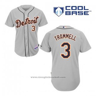 Maglia Baseball Uomo Detroit Tigers Alan Trammell 3 Grigio Cool Base