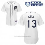 Maglia Baseball Uomo Detroit Tigers Alex Avila 13 Bianco Home Cool Base