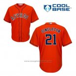 Maglia Baseball Uomo Houston Astros Jon Singleton 21 Arancione Alternato Cool Base