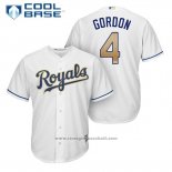 Maglia Baseball Uomo Kansas City Royals 4 Alex Gordon Bianco 2017 Cool Base