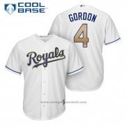 Maglia Baseball Uomo Kansas City Royals 4 Alex Gordon Bianco 2017 Cool Base