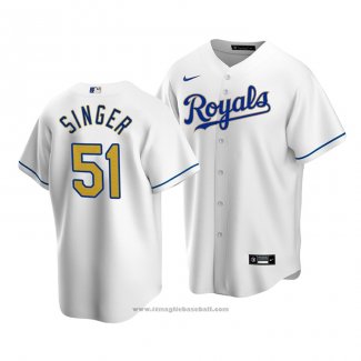 Maglia Baseball Uomo Kansas City Royals Brady Singer Replica Cool Base Primera Bianco