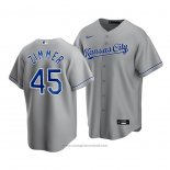 Maglia Baseball Uomo Kansas City Royals Kyle Zimmer Replica Cool Base Road Grigio