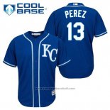 Maglia Baseball Uomo Kansas City Royals Salvador Perez 13 Blu Alternato Cool Base