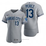 Maglia Baseball Uomo Kansas City Royals Salvador Perez 2022 Autentico Grigio