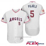 Maglia Baseball Uomo Los Angeles Angels 2017 Stelle e Strisce Albert Pujols Bianco Flex Base