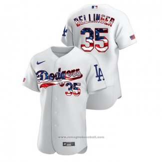 Maglia Baseball Uomo Los Angeles Dodgers Cody Bellinger 2020 Stars & Stripes 4th of July Bianco