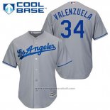 Maglia Baseball Uomo Los Angeles Dodgers Fernando Valenzuela 34 Grigio Cool Base