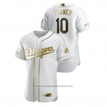 Maglia Baseball Uomo Los Angeles Dodgers Justin Turner Golden Edition Autentico Bianco
