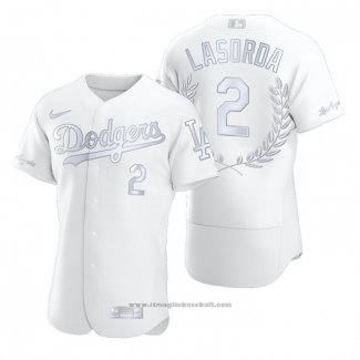 Maglia Baseball Uomo Los Angeles Dodgers Tommy Lasorda Awards Collection Retirement Bianco