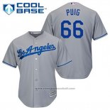 Maglia Baseball Uomo Los Angeles Dodgers Yasiel Puig 66 Grigio Cool Base