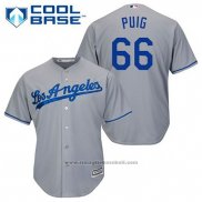 Maglia Baseball Uomo Los Angeles Dodgers Yasiel Puig 66 Grigio Cool Base