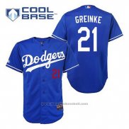 Maglia Baseball Uomo Los Angeles Dodgers Zack Greinke 21 Blu Cool Base