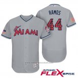 Maglia Baseball Uomo Miami Marlins 2017 Stelle e Strisce A.j. Ramos Grigio Flex Base