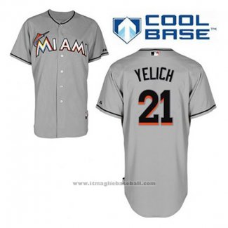 Maglia Baseball Uomo Miami Marlins Christian Yelich 21 Grigio Cool Base