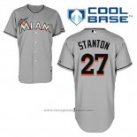 Maglia Baseball Uomo Miami Marlins Giancarlo Stanton 27 Grigio Cool Base