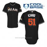 Maglia Baseball Uomo Miami Marlins Ichiro Suzuki 51 Nero Alternato Cool Base