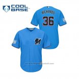 Maglia Baseball Uomo Miami Marlins Trevor Richards 2019 Allenamento Primaverile Cool Base Blu