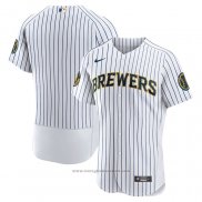 Maglia Baseball Uomo Milwaukee Brewers Alternato Autentico Bianco