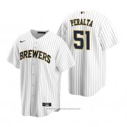 Maglia Baseball Uomo Milwaukee Brewers Freddy Peralta Replica Alternato Bianco