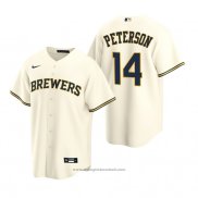 Maglia Baseball Uomo Milwaukee Brewers Jace Peterson Replica Home Crema