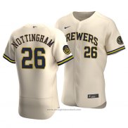 Maglia Baseball Uomo Milwaukee Brewers Jacob Nottingham Autentico Alternato Crema