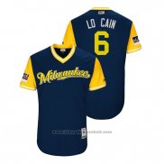 Maglia Baseball Uomo Milwaukee Brewers Lorenzo Cain 2018 LLWS Players Weekend Lo Cain Blu