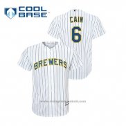 Maglia Baseball Uomo Milwaukee Brewers Lorenzo Cain Cool Base Home Replica Bianco