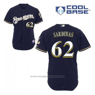 Maglia Baseball Uomo Milwaukee Brewers Luis Sardinas 62 Blu Alternato Cool Base