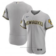 Maglia Baseball Uomo Milwaukee Brewers Road Autentico Grigio