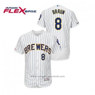 Maglia Baseball Uomo Milwaukee Brewers Ryan Braun Autentico Flex Base Bianco Blu