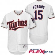 Maglia Baseball Uomo Minnesota Twins 2017 Postseason Glen Perkins Bianco Flex Base