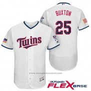 Maglia Baseball Uomo Minnesota Twins 2017 Stelle e Strisce Byron Buxton Bianco Flex Base