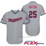 Maglia Baseball Uomo Minnesota Twins 2017 Stelle e Strisce Byron Buxton Grigio Flex Base