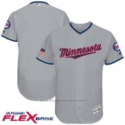 Maglia Baseball Uomo Minnesota Twins 2017 Stelle e Strisce Grigio Flex Base