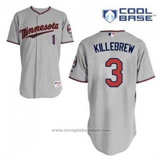 Maglia Baseball Uomo Minnesota Twins Harmon Killebrew 3 Grigio Cool Base