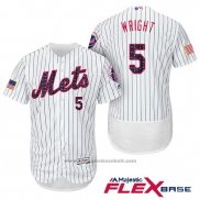 Maglia Baseball Uomo New York Mets 2017 Stelle e Strisce David Wright Bianco Flex Base